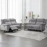 Mankato 3+2 Seater Electric Recliner Sofa Set - Ash, Fabric