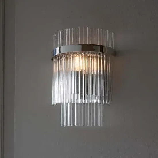Manteo Glass Rods Wall Light - Clear, Nickel