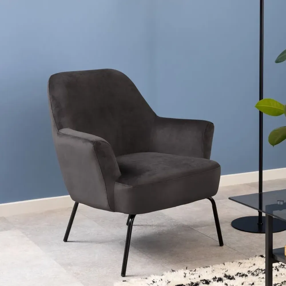 Manteo Lounge Chair with Pocket Springs - Dark Grey, Fabric