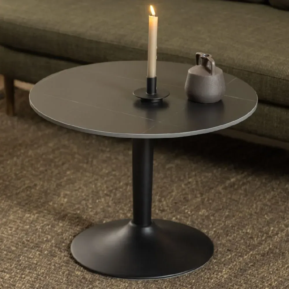 Manteo Round Coffee Table - Black, Ceramic image