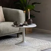 Manteo Round Coffee Table - White, Ceramic