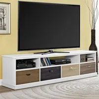 Maraca Large TV Stand with 4 Drawers - White, Wood