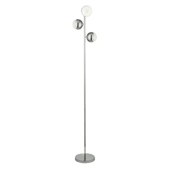 Marbles 3 Light Floor Lamp - Chrome, Crystal Sand