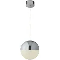 Marbles LED Globe Pendant Light with Crushed Ice Shade - Chrome