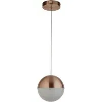 Marbles LED Globe Pendant Light with Crushed Ice Shade - Copper