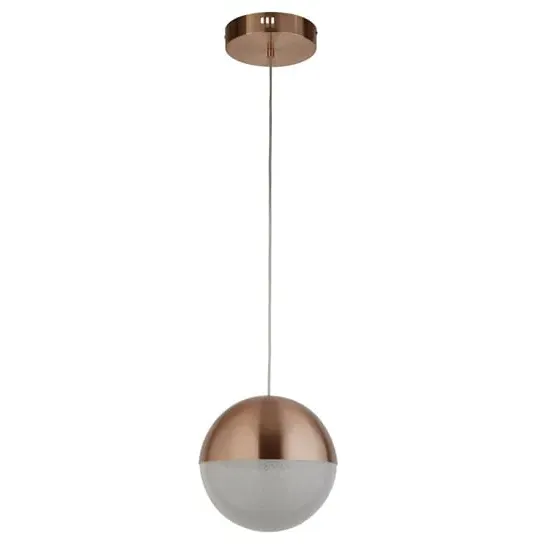 Marbles LED Globe Pendant Light with Crushed Ice Shade - Copper