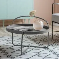 Marbury Round Coffee Table with Removable Tray - Grey, Metal