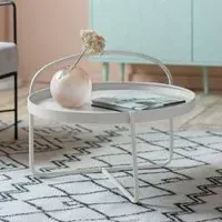 Marbury Round Coffee Table with Removable Tray - White, Metal
