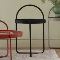 Marbury Round Side Table with Removable Tray - Black, Metal
