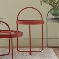 Marbury Round Side Table with Removable Tray - Coral, Metal