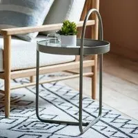 Marbury Round Side Table with Removable Tray - Latte, Metal