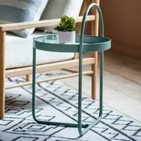 Marbury Round Side Table with Removable Tray - Teal, Metal