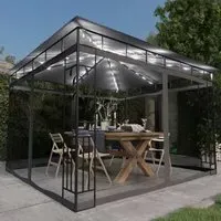 Marcel 3m x 3m Gazebo with Net and LED Lights - Anthracite