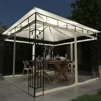 Marcel 3m x 3m Gazebo with Net and LED Lights - Cream