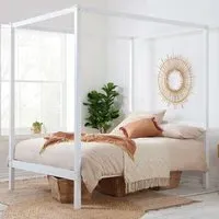 Marcia King Size Bed Frame - White, Wood