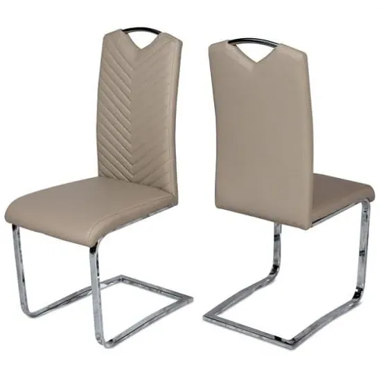 Marconi Cantilever Dining Chair - Taupe, Faux Leather image