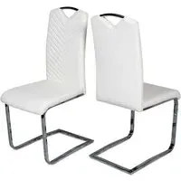 Marconi Cantilever Dining Chair - White, Faux Leather
