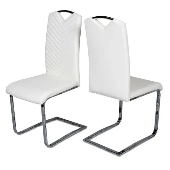 Marconi Cantilever Dining Chair - White, Faux Leather