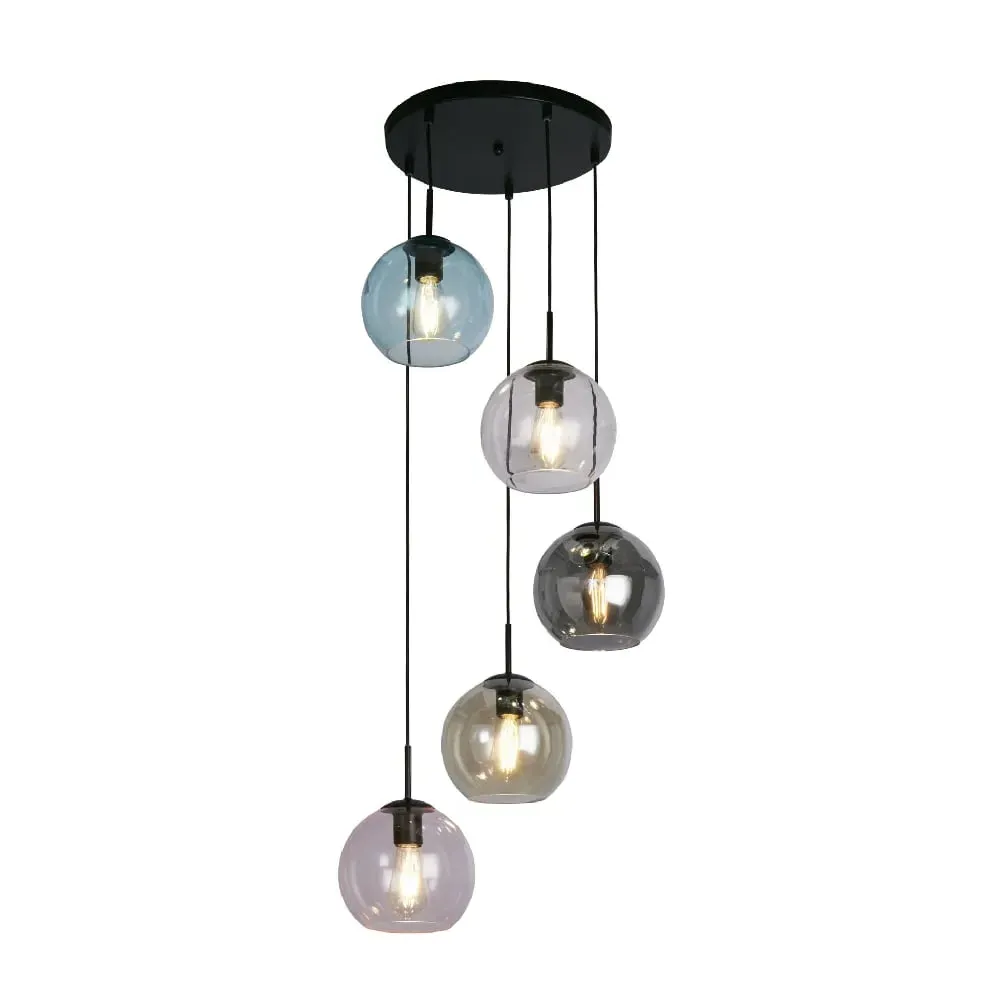 Mardi 5-Light Pendant Light - Black, Glass image