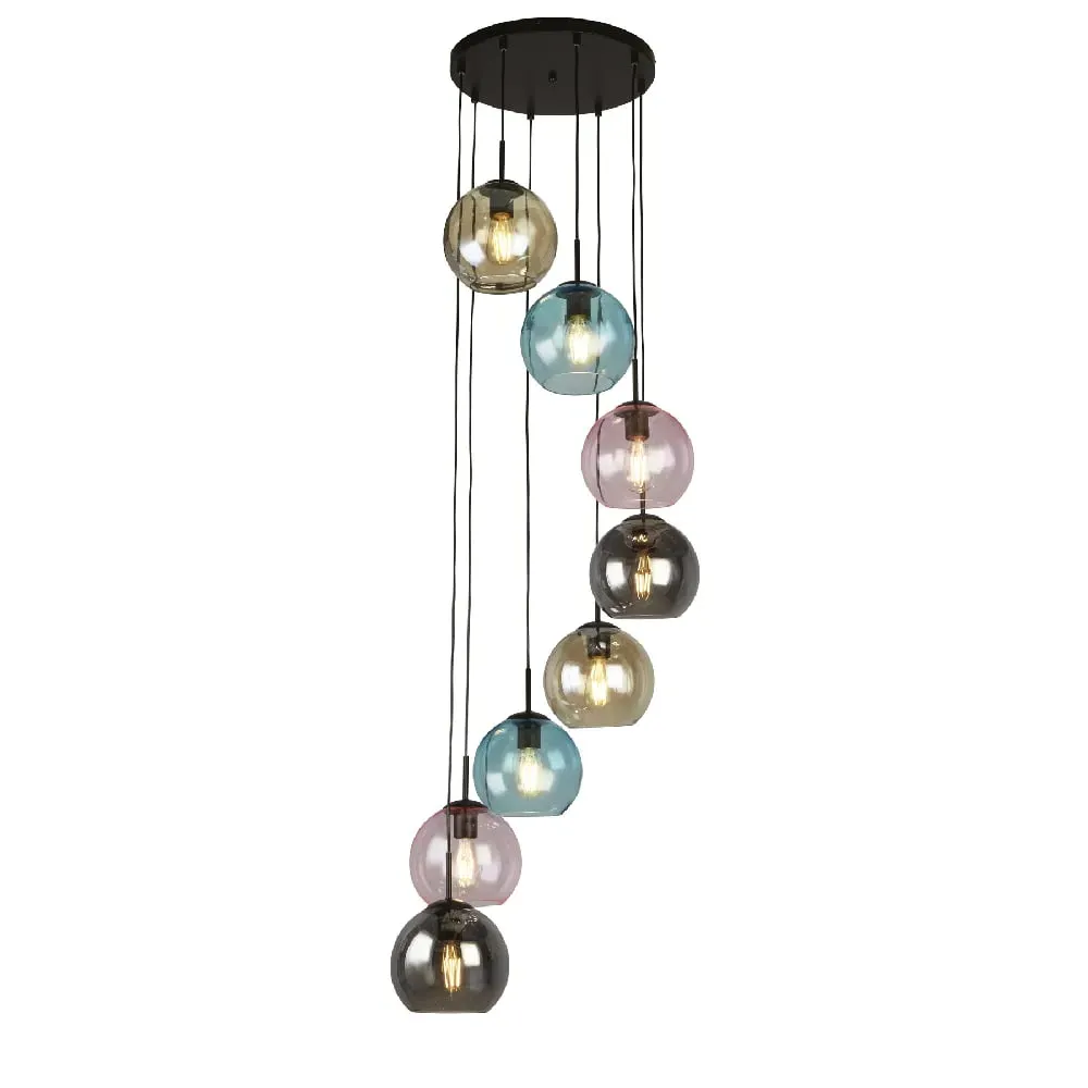 Mardi 8-Light Pendant Light - Black, Glass