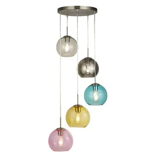 Mardi Gras 5 Light Pendant Ceiling Light - Satin Silver image