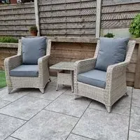 Maree Rattan Garden Lounge Set with Drinks Table - Grey