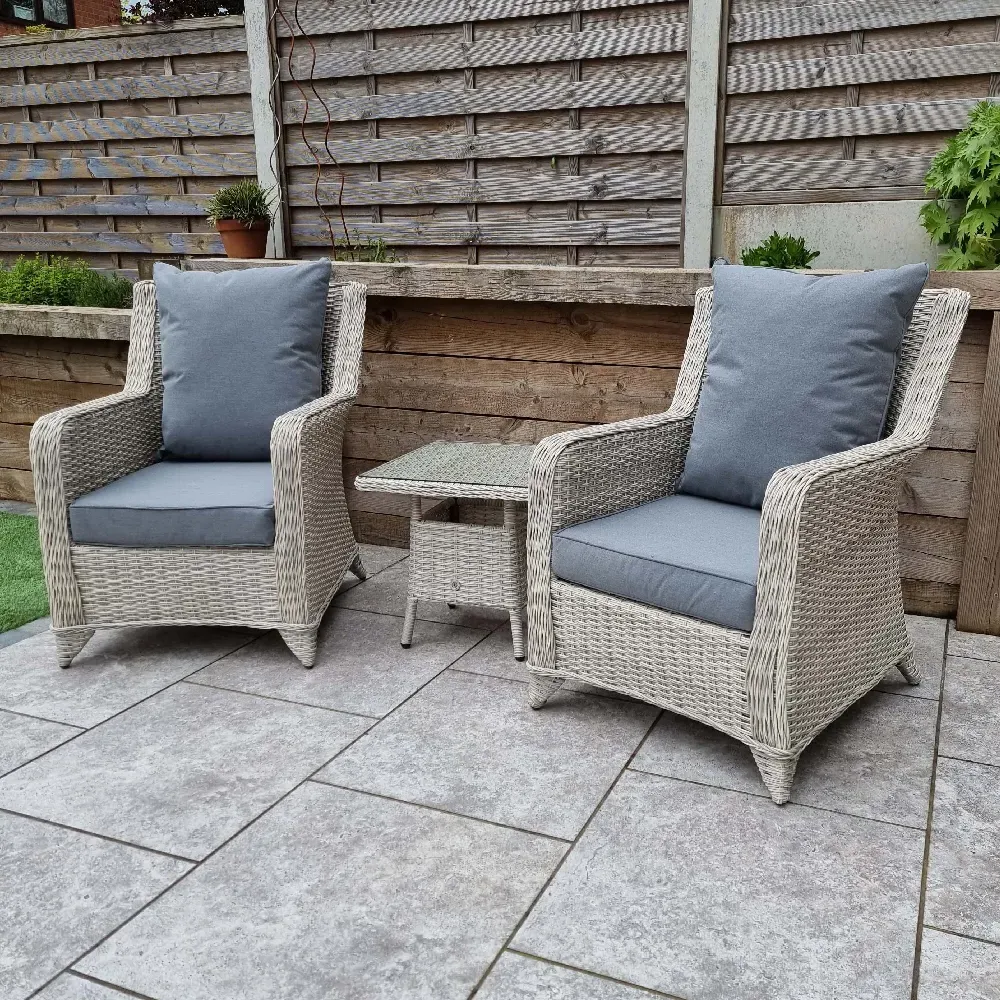 Maree Rattan Garden Lounge Set with Drinks Table - Grey