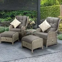 Maree Rattan Garden Reclining Lounge Set - Grey