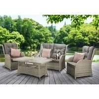 Maree Rattan Garden Sofa Set with Coffee Table - Grey