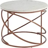 Maren Round Coffee Table - White Marble, Copper