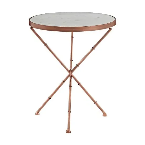 Maren Round Side Table - White Marble, Copper image