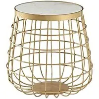 Maren Round Side Table - White Marble, Gold Frame