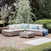 Marfa Corner Garden Sofa Set with Coffee Table - Sand, Rattan