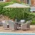 Marfa Glass Top 6-Seater Garden Dining Set with Parasol - Sand