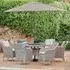 Marfa Glass Top 6-Seater Garden Dining Set with Parasol - Stone
