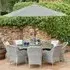Marfa Glass Top Garden 8 Seater Dining Set with Parasol - Stone