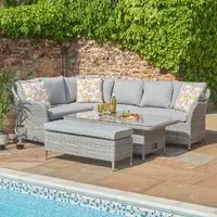 Marfa Glass Top Garden Adjustable Dining Set - Stone