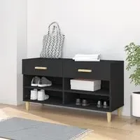 Marfa Shoe Storage Bench with 2 Drawers - Black, Engineered Wood