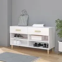 Marfa Shoe Storage Bench with 2 Drawers - White, Engineered Wood