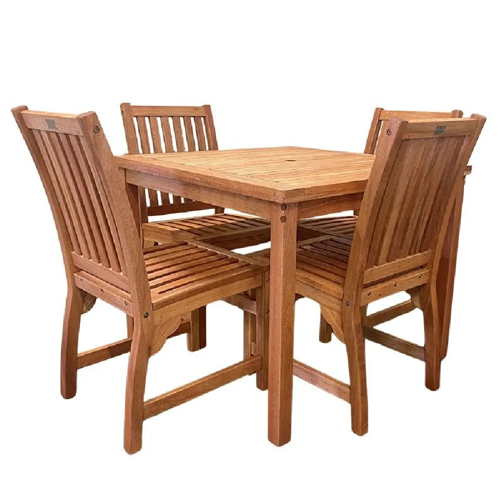 Marfa Square Dining Set with 4 Chairs - Natural, Wood