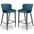 Margate Bar Stools with Metal Legs - Blue, Fabric