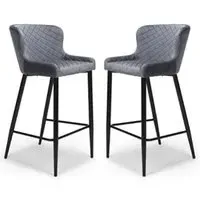 Margate Bar Stools with Metal Legs - Grey, Fabric
