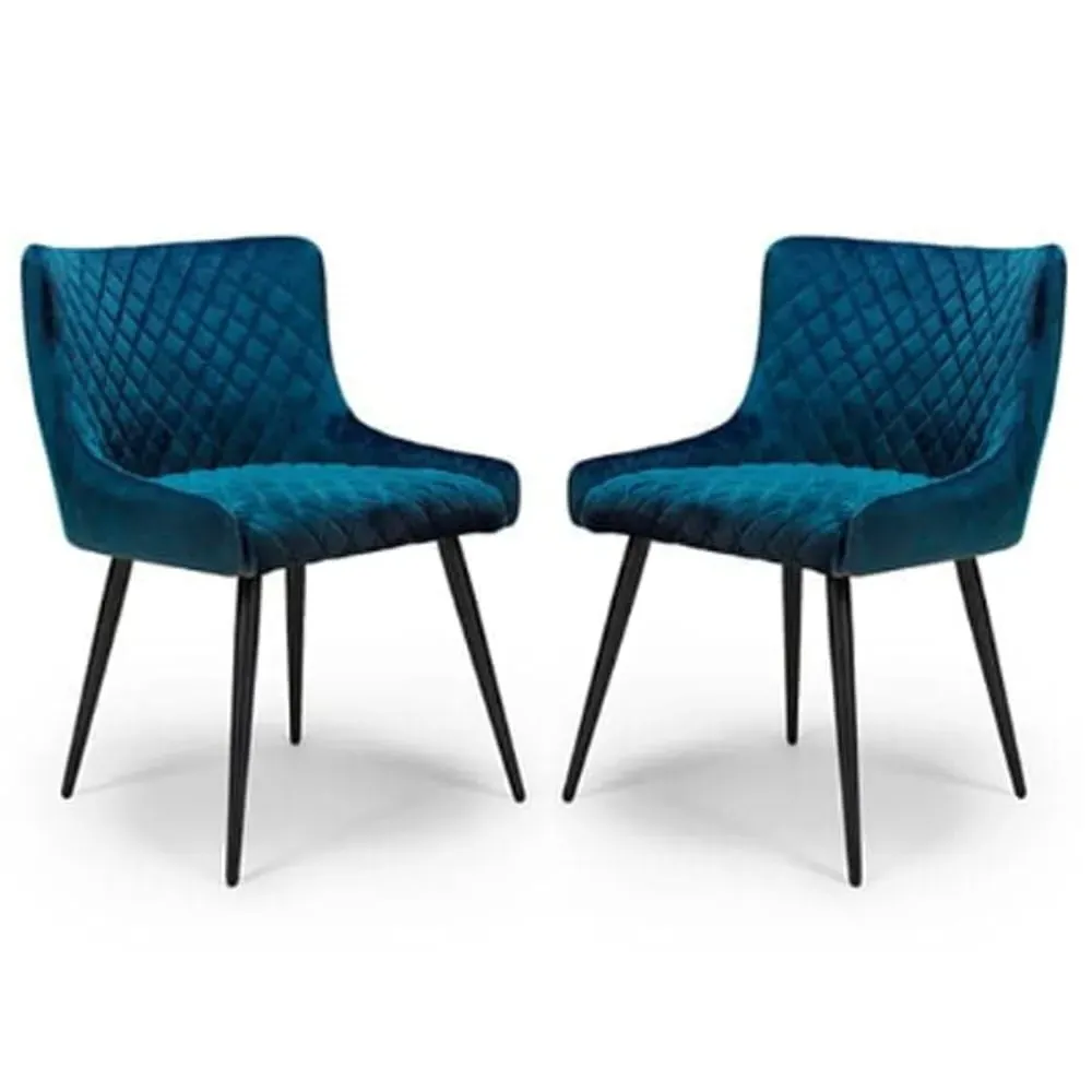 Margate Dining Chairs Pair - Blue, Fabric image