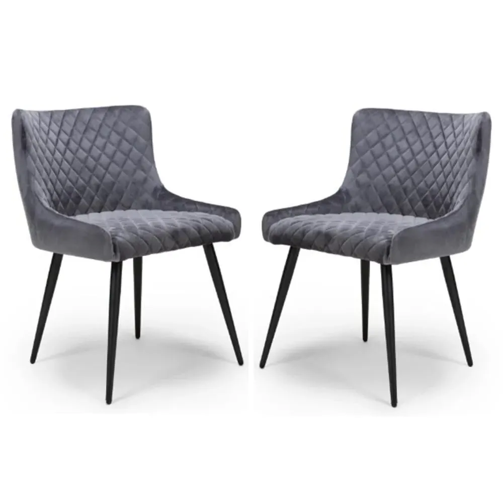 Margate Dining Chairs Pair - Grey, Fabric
