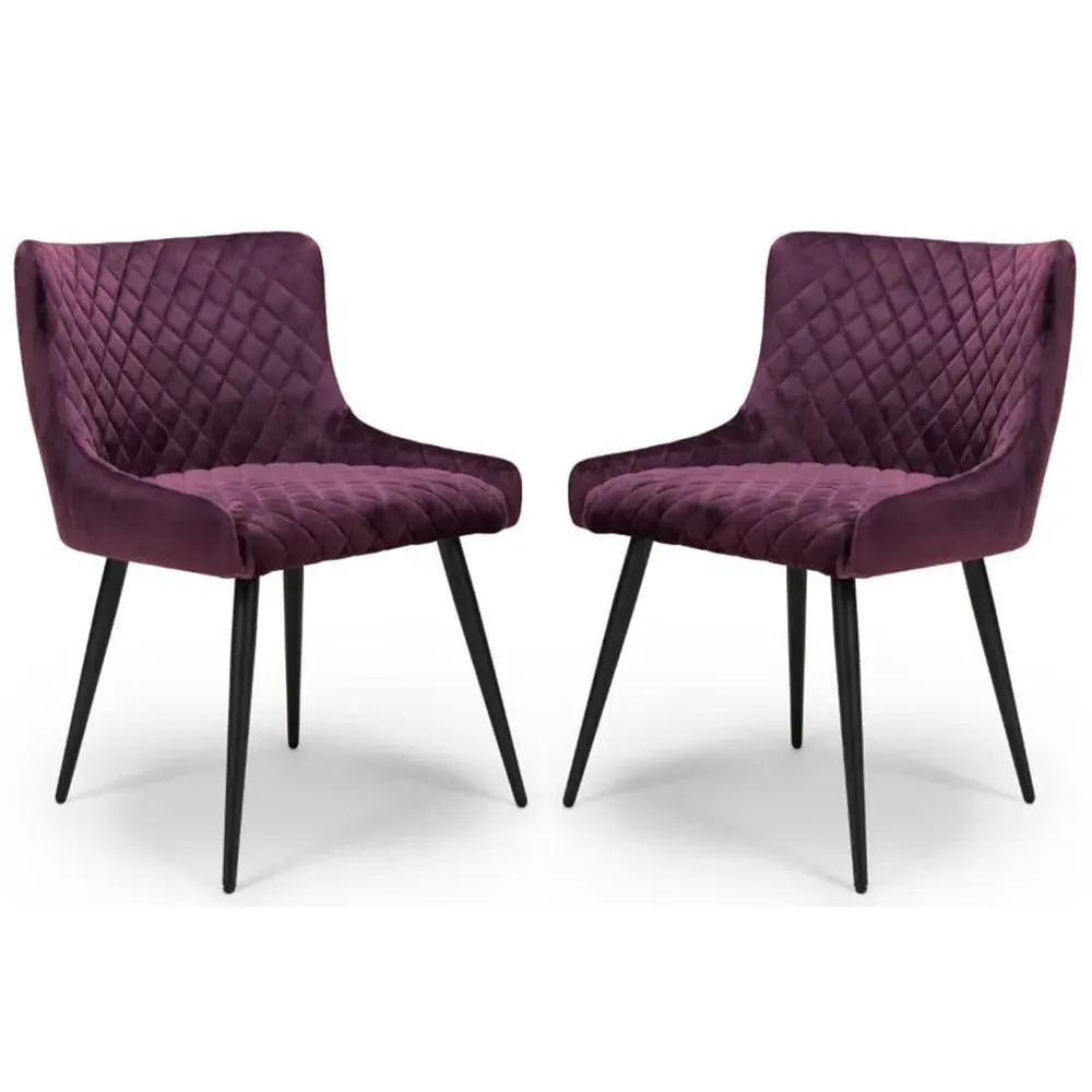 Margate Dining Chairs Pair - Mulberry, Fabric