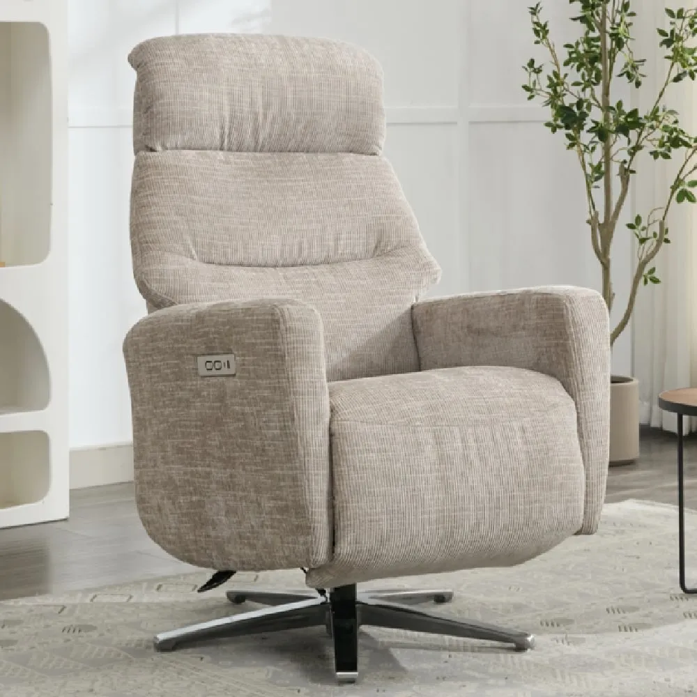 Margate Electric Recliner Chair - Fossil, Fabric