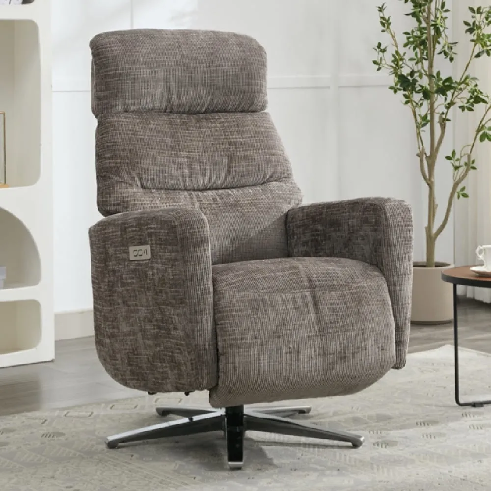 Margate Electric Recliner Chair - Stone, Fabric