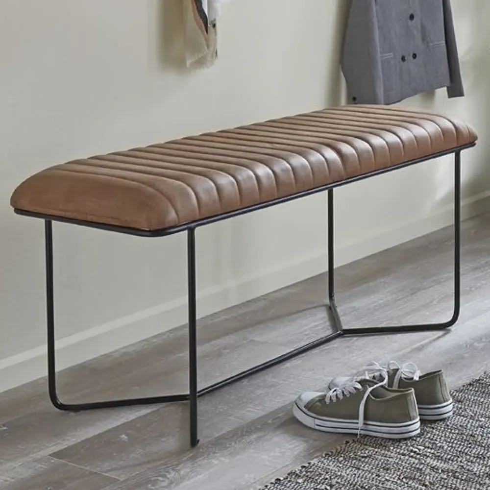 Margate Hallway Seating Bench - Brown, Leather image