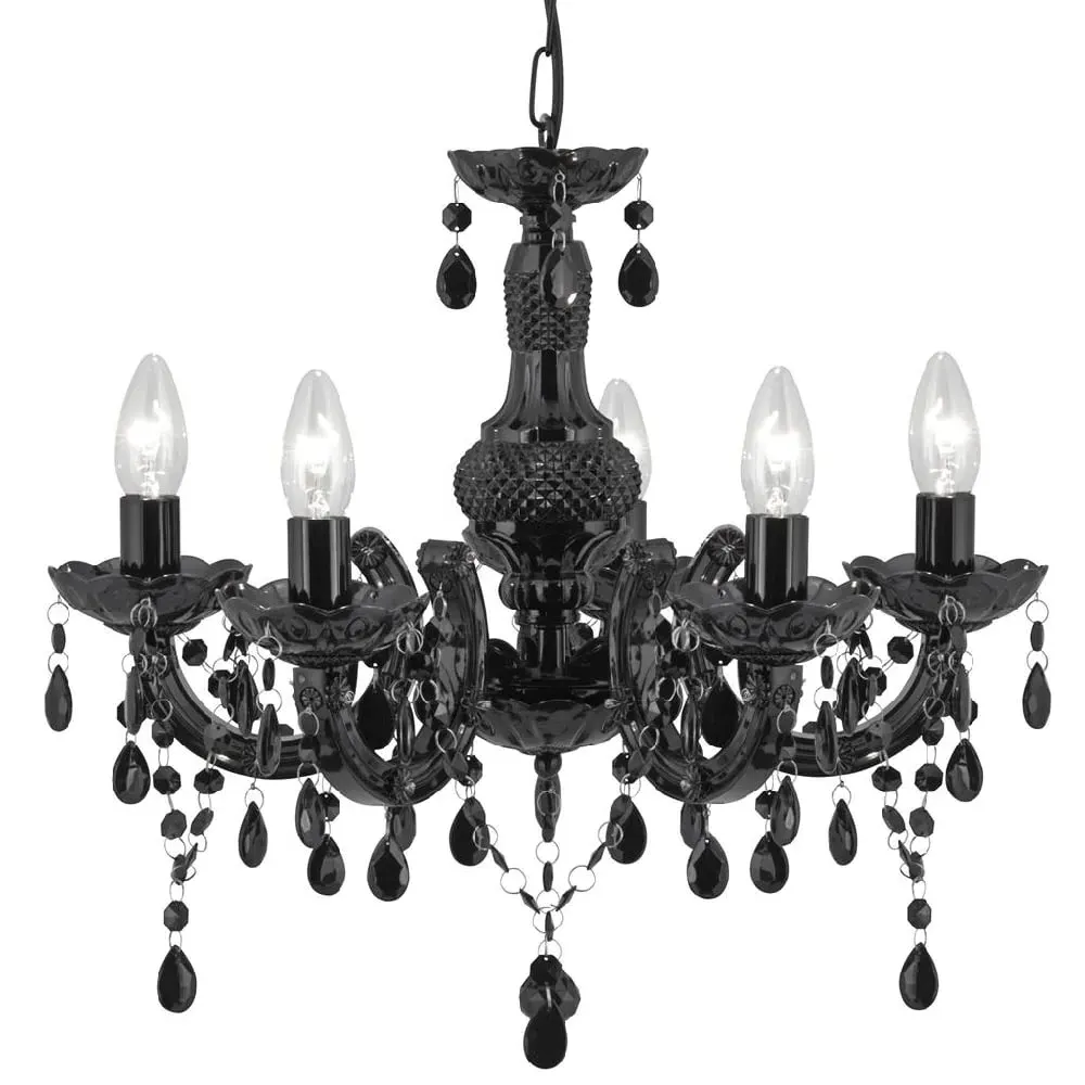 Marie 5 Light Pendant Light - Black, Acrylic Glass image