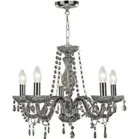 Marie 5 Light Pendant Light - Grey, Smoked Glass